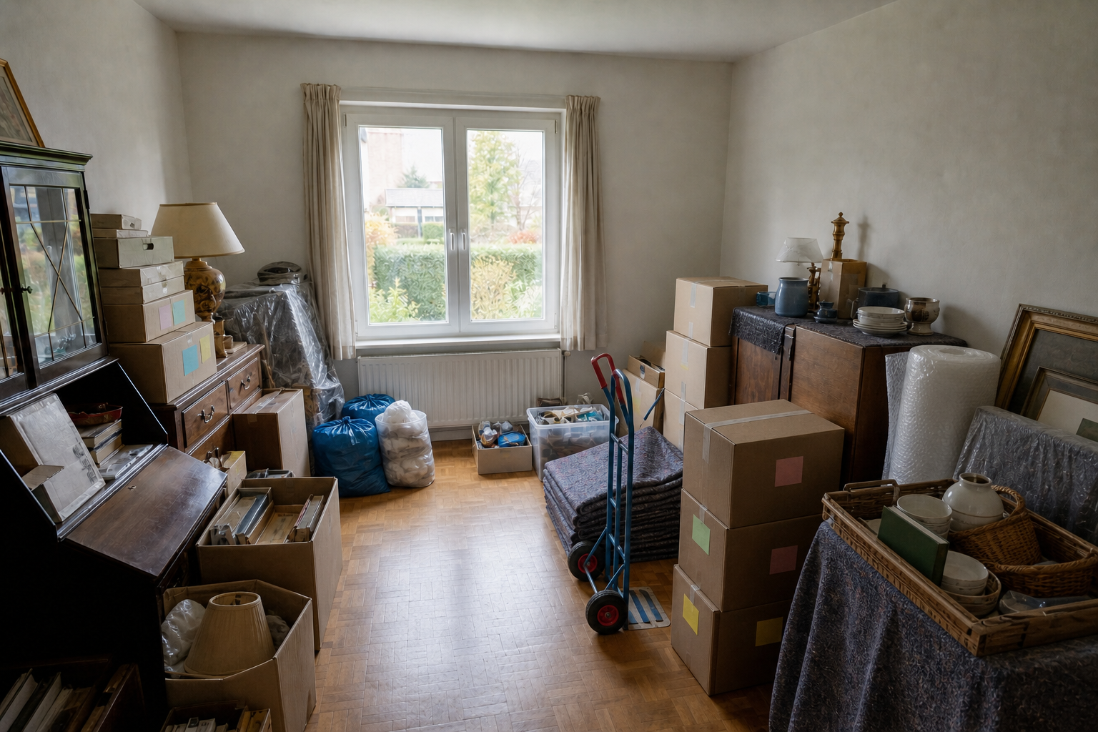 Vide villa quatre façades à Dilbeek : avant, en cours et après — intervention en cours