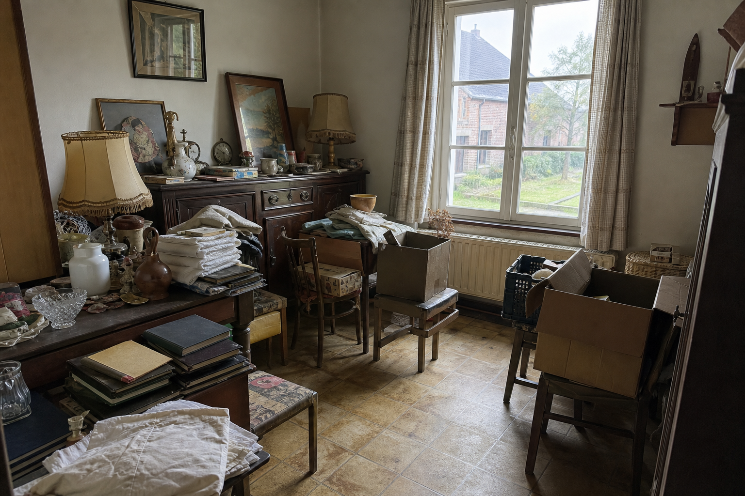 Vide maison villageoise avec grange à Dilsen-Stokkem : avant, en cours et après — avant débarras