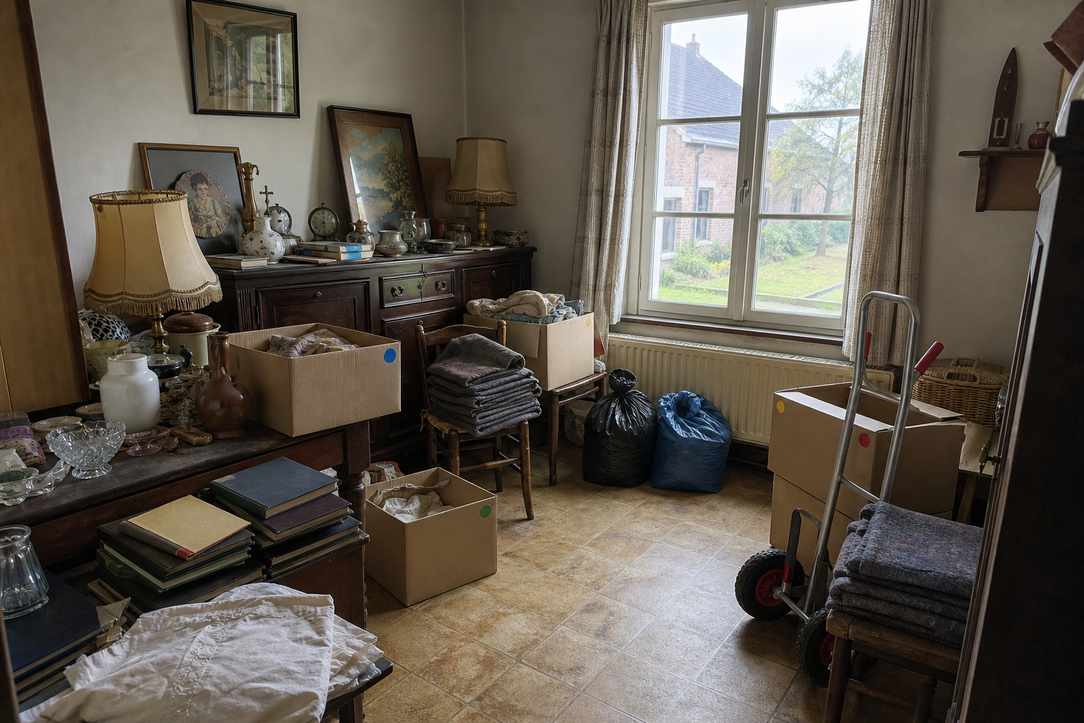 Vide maison villageoise avec grange à Dilsen-Stokkem : avant, en cours et après — intervention en cours