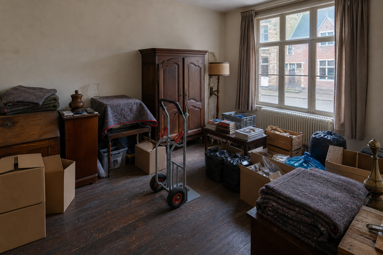 Vide maison en bord de Meuse à Dinant : avant, en cours et après — intervention en cours