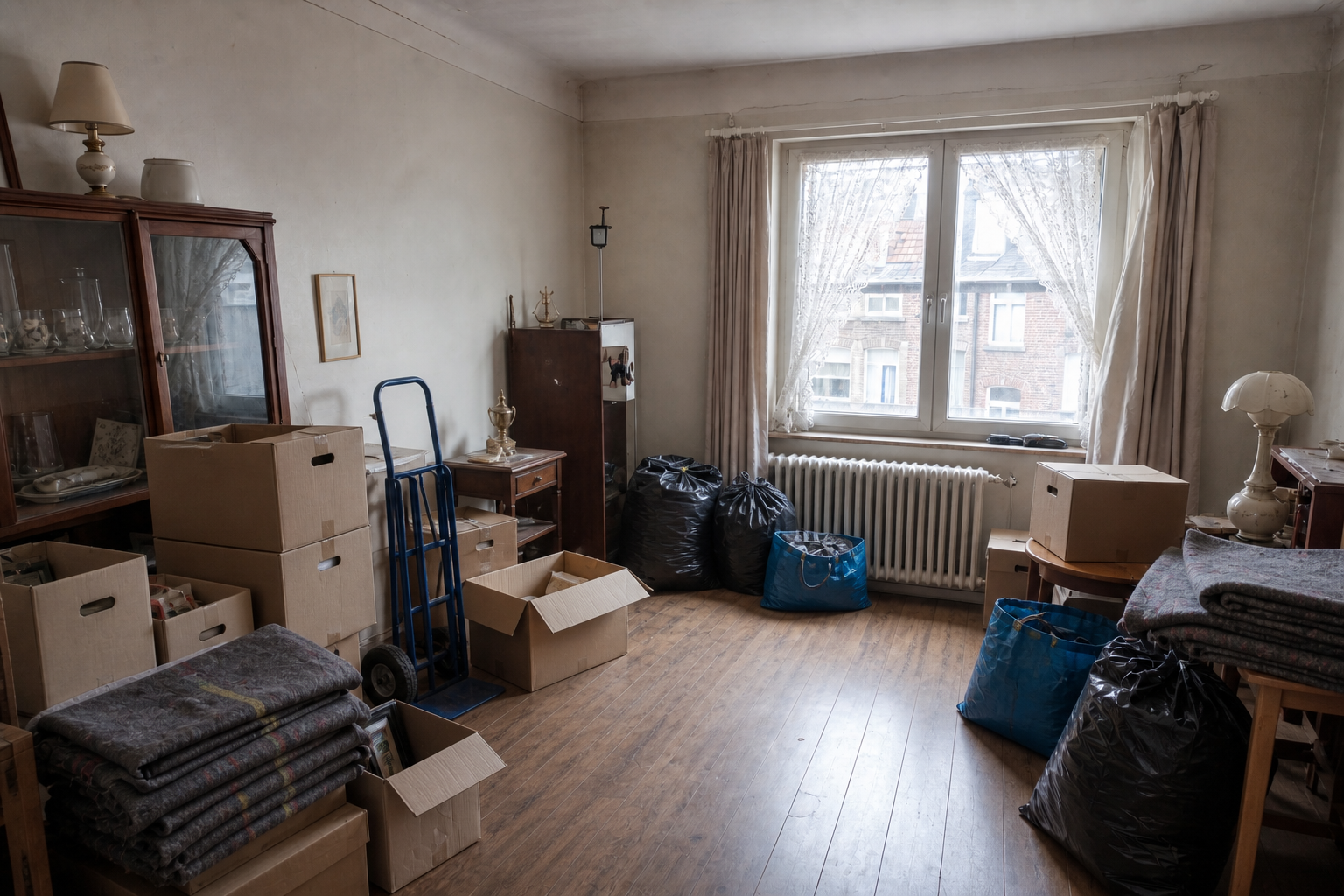 Vide appartement en maison ouvrière divisée à Dison : avant, en cours et après — intervention en cours
