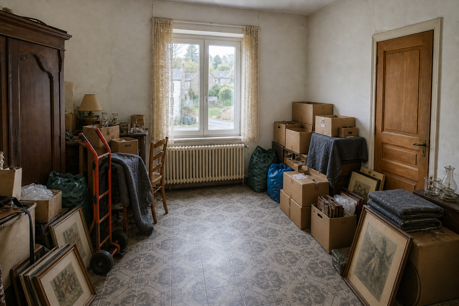 Vide maison villageoise avec annexes à Doische : avant, en cours et après — intervention en cours