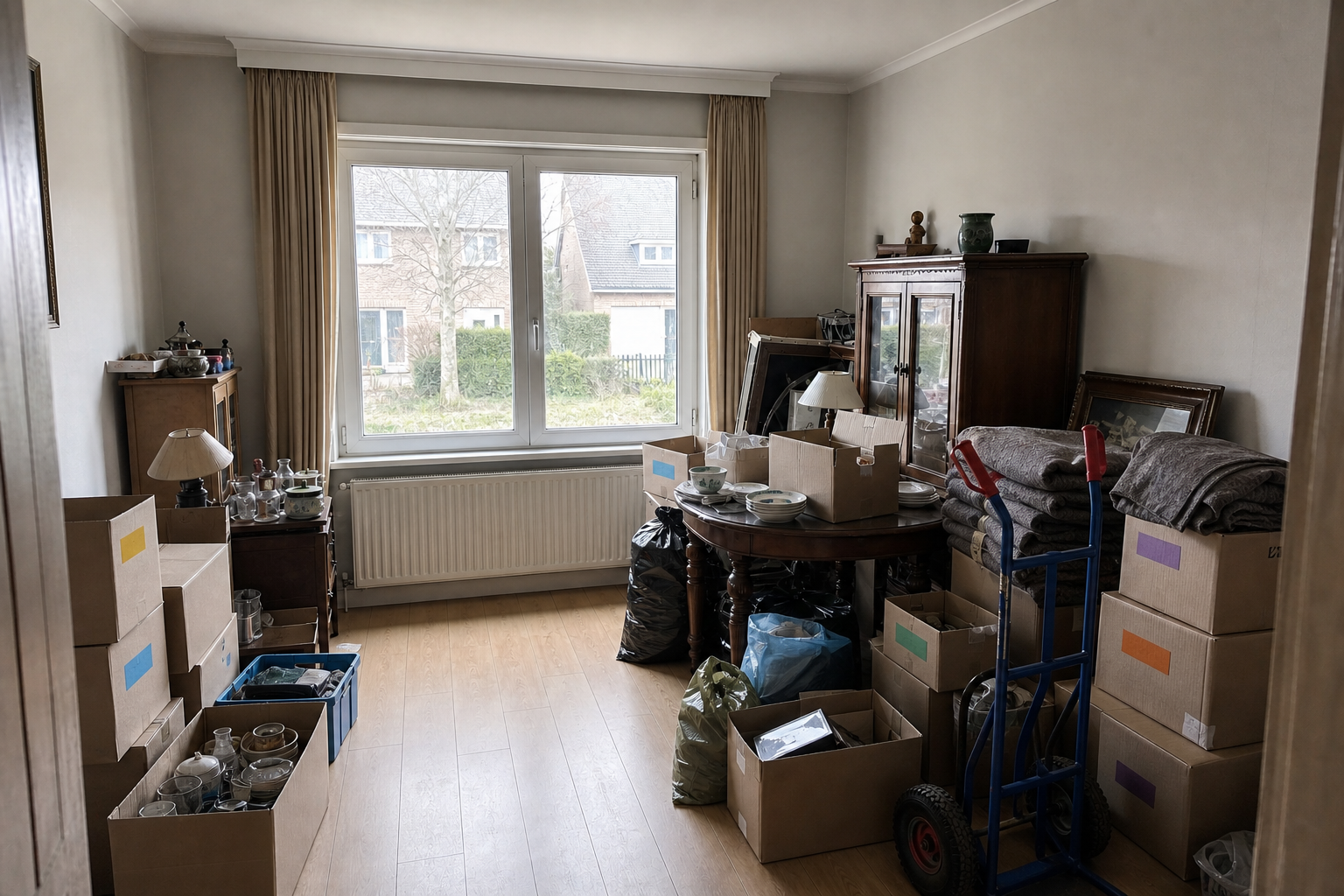 Débarras après départ en maison de repos à Edegem : avant, en cours et après — intervention en cours