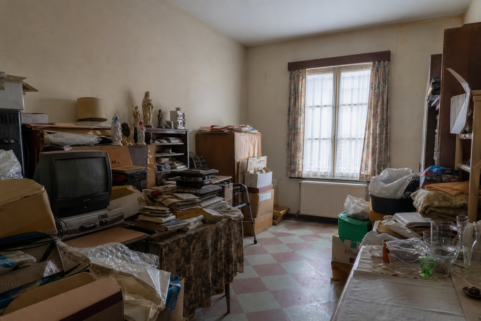 Vide maison à pignon à Eeklo : avant, en cours et après — avant débarras