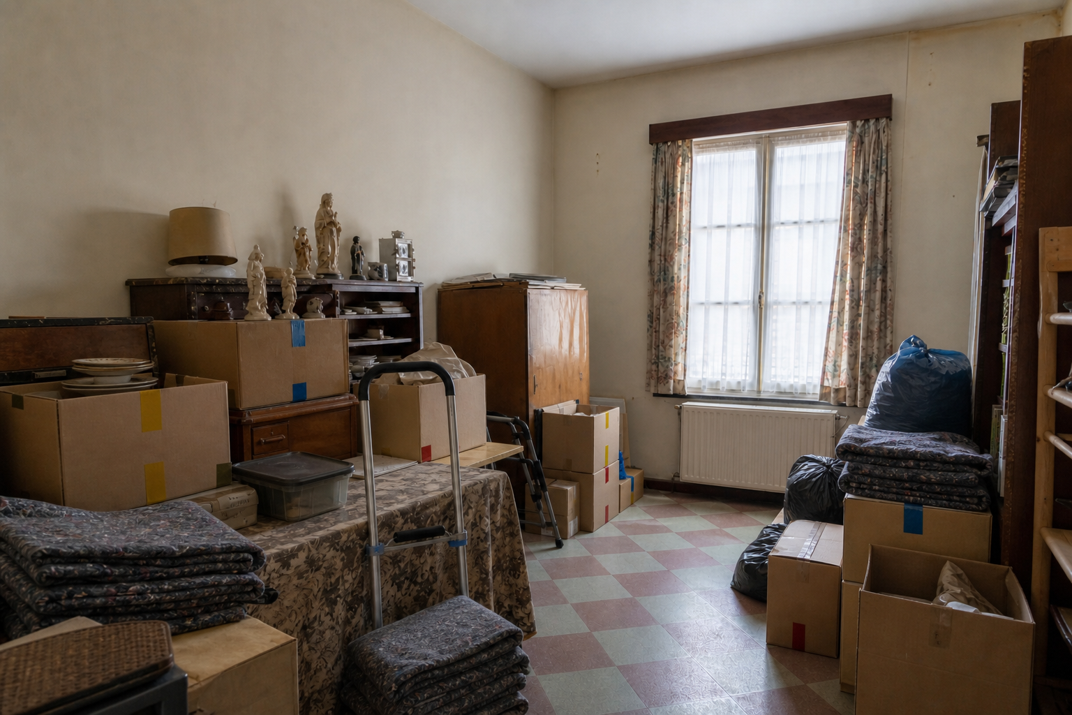 Vide maison à pignon à Eeklo : avant, en cours et après — intervention en cours