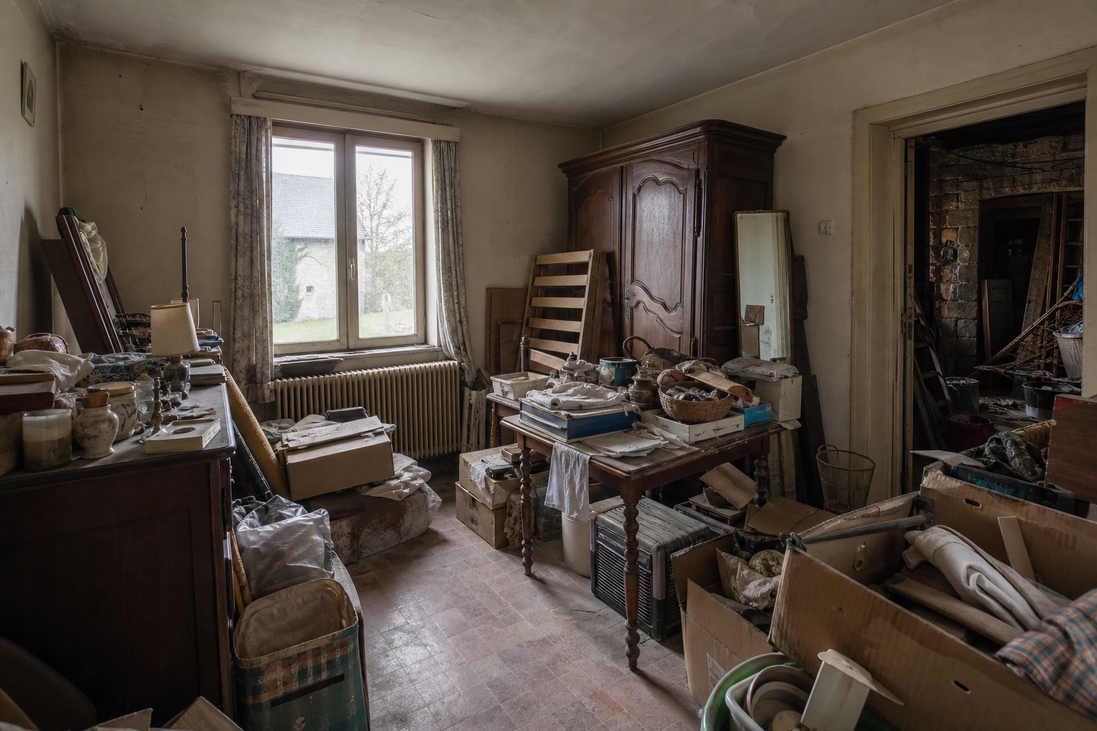 Vide maison villageoise avec grange à Éghezée : avant, en cours et après — avant débarras