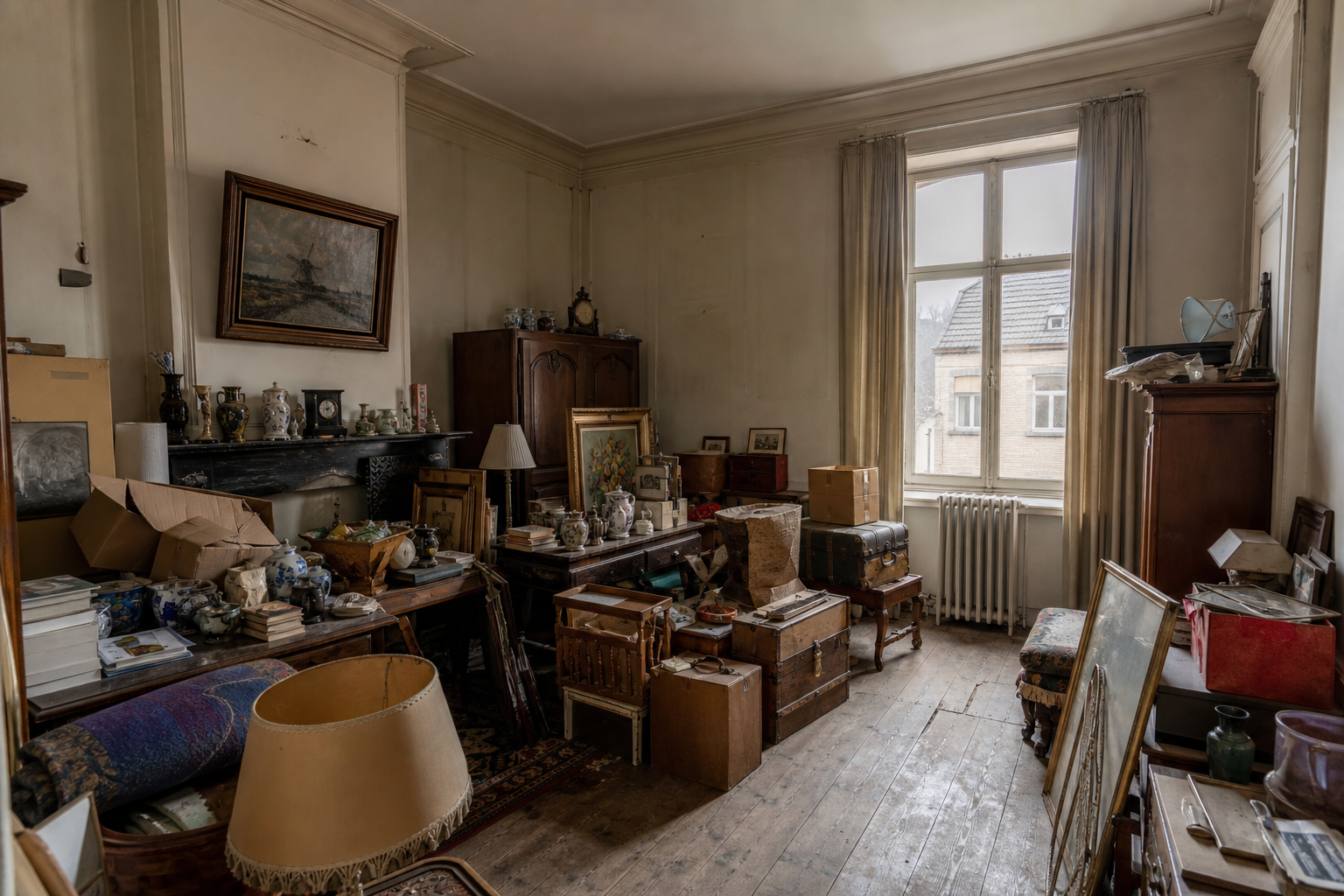 Vide maison de maître à Enghien : avant, en cours et après — avant débarras