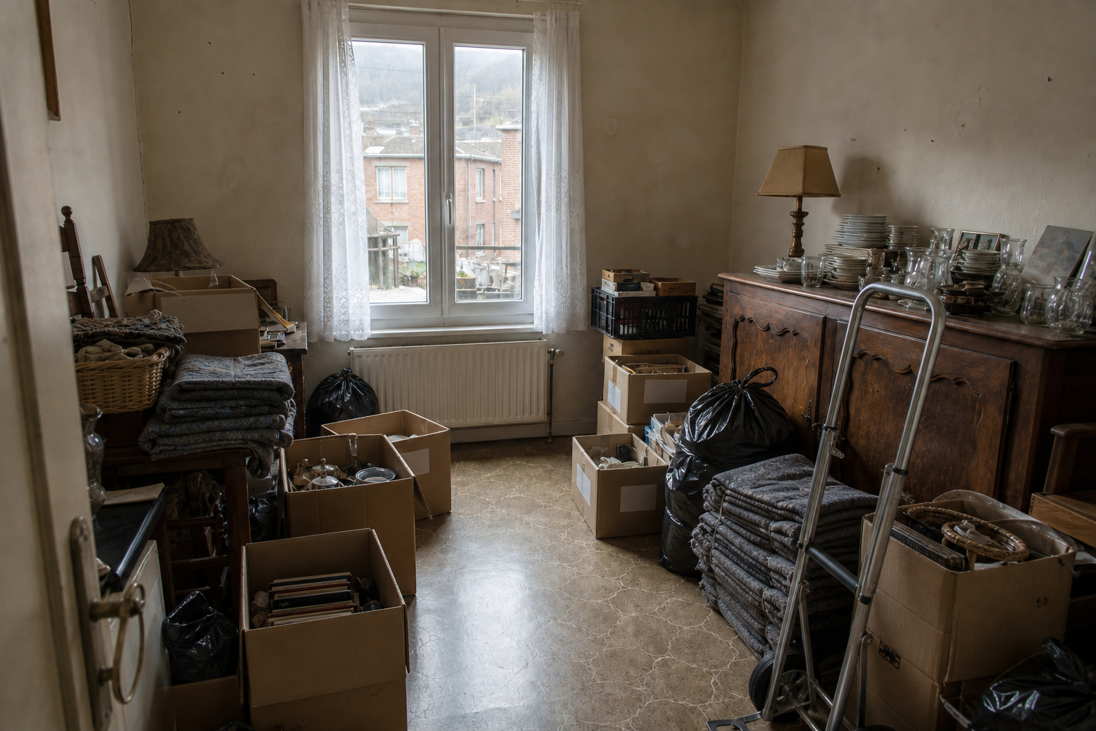 Vide maison ouvrière en vallée mosane à Engis : avant, en cours et après — intervention en cours