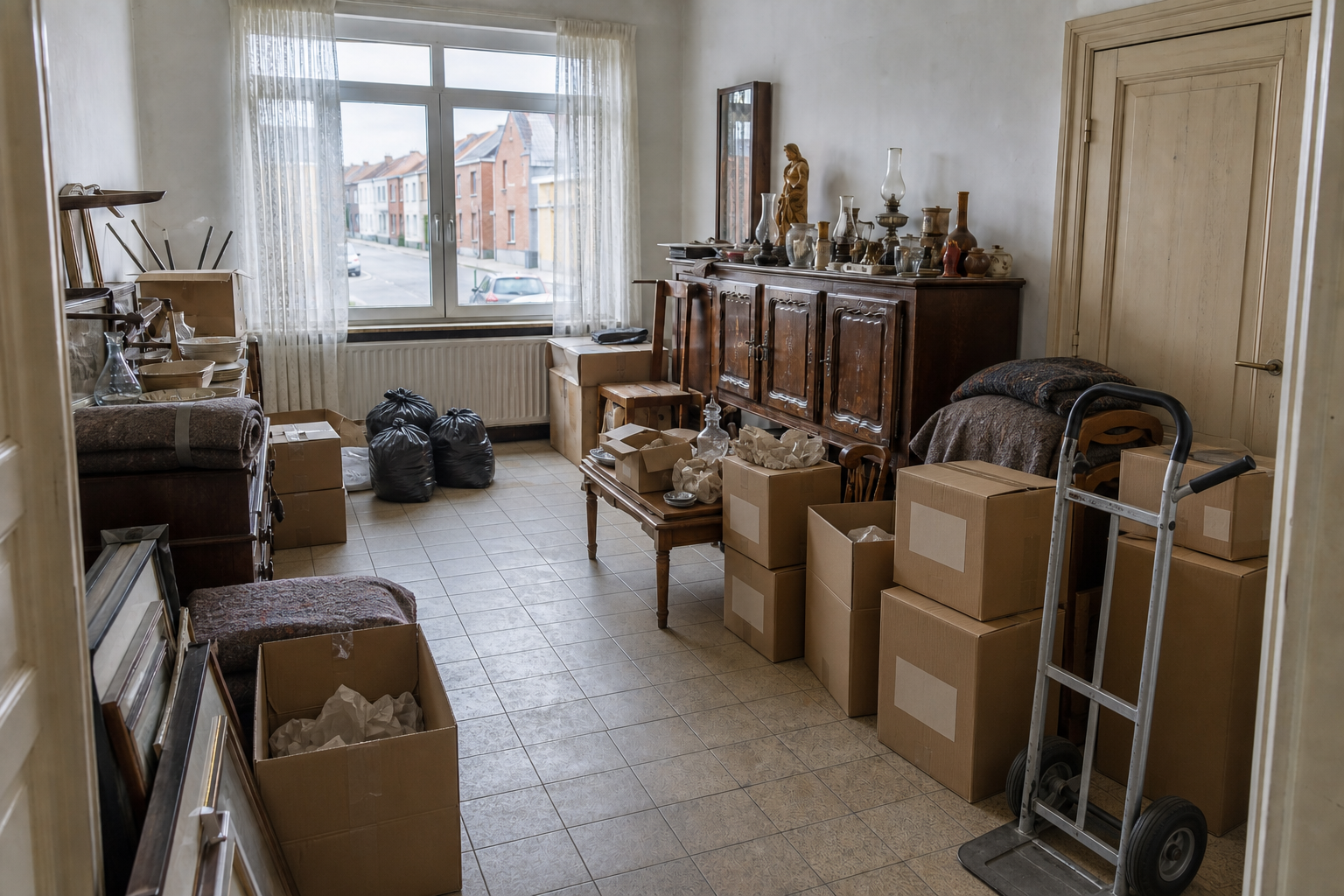 Vide maison mitoyenne à Erquelinnes : avant, en cours et après — intervention en cours