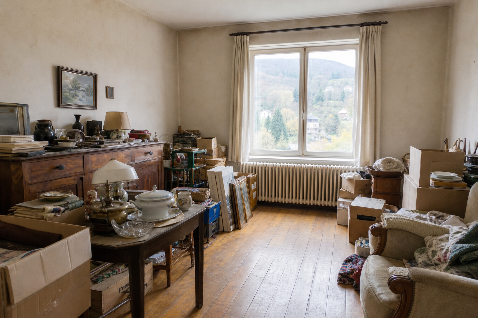Vide maison en bord d'Ourthe à Esneux : avant, en cours et après — avant débarras