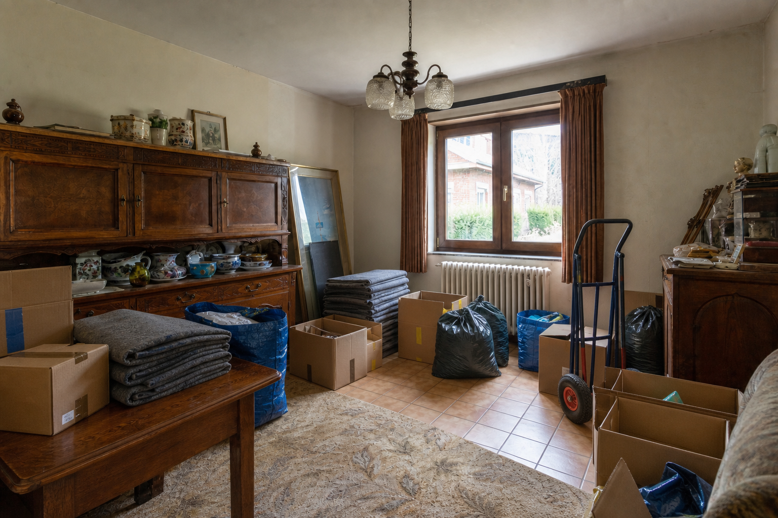 Vide maison de campagne à Essen : avant, en cours et après — intervention en cours