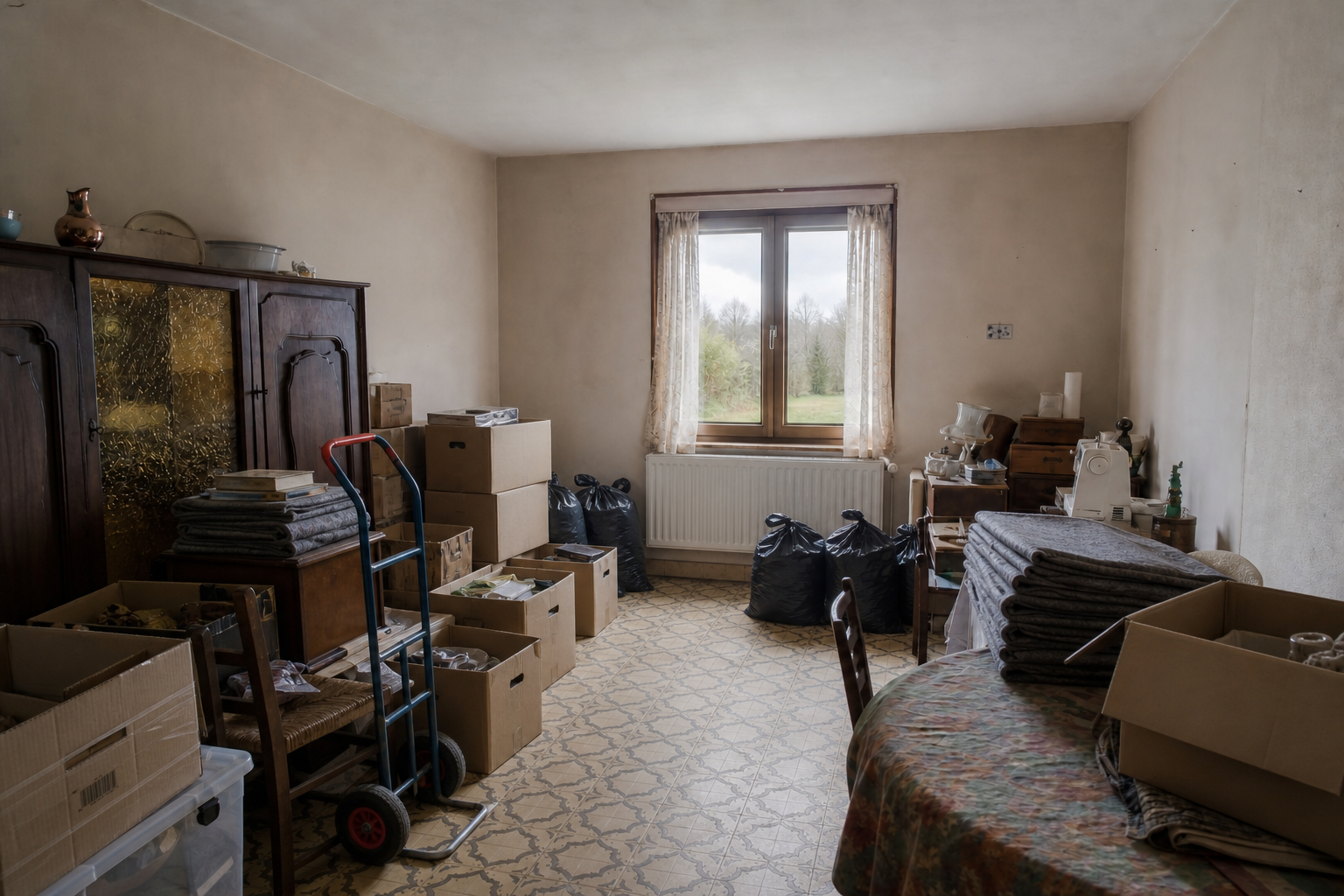 Vide maison villageoise avec grange à Estaimpuis : avant, en cours et après — intervention en cours