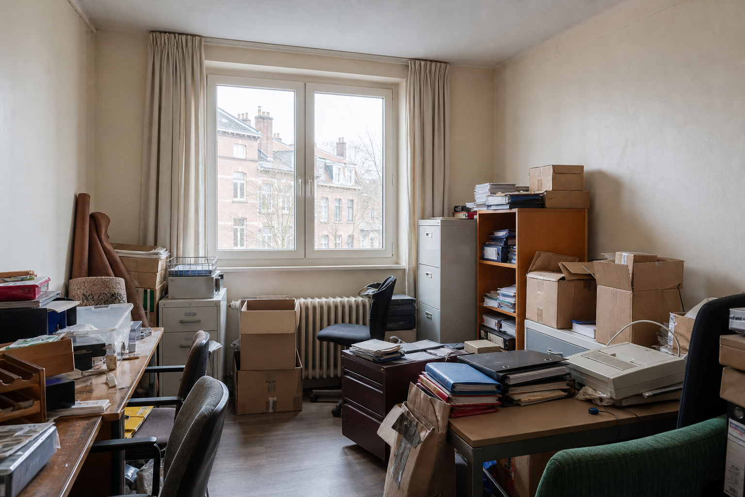 Vide bureau à Etterbeek : avant, en cours et après — avant débarras