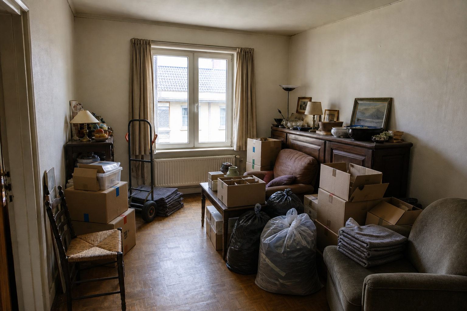 Vide appartement à Evere : avant, en cours et après — intervention en cours