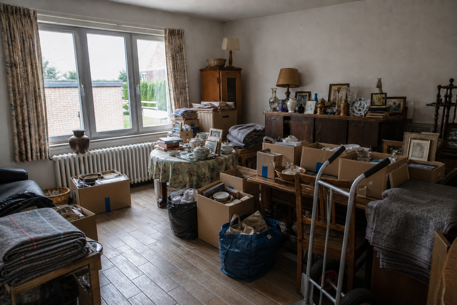 Vide maison familiale à Evergem : avant, en cours et après — intervention en cours