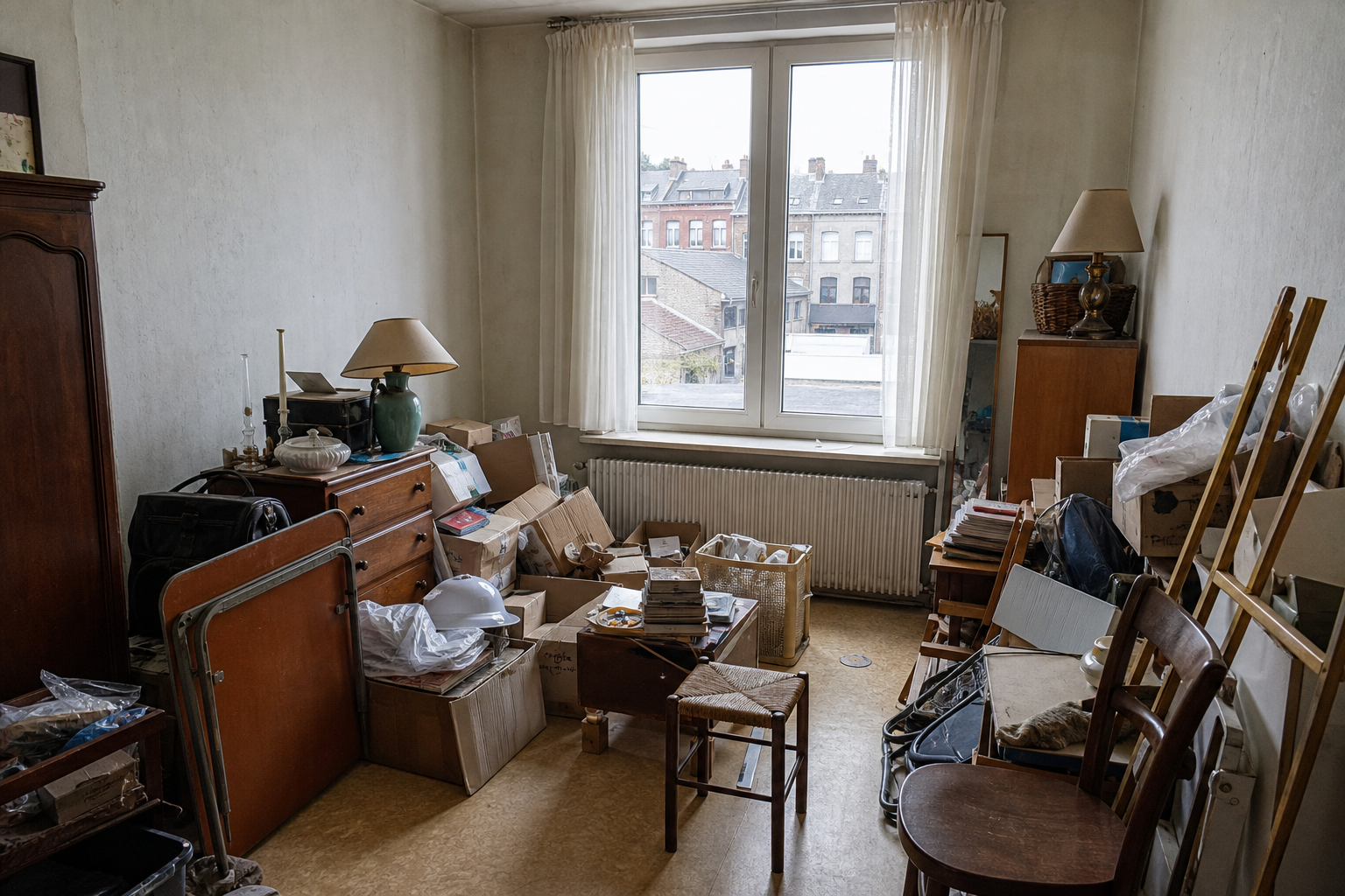Vide appartement à Farciennes : avant, en cours et après — avant débarras