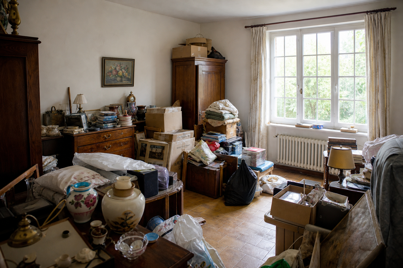 Vide villa quatre façades à Fernelmont : avant, en cours et après — avant débarras
