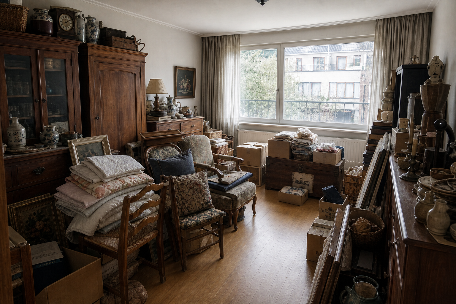 Vide maison villageoise avec grange à Fexhe-le-Haut-Clocher : avant, en cours et après — avant débarras