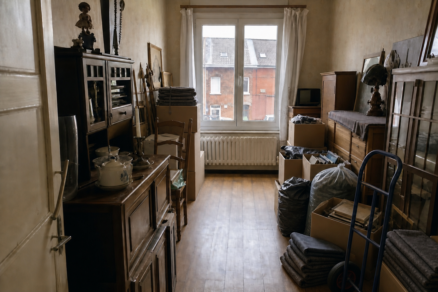 Vide maison ouvrière à Frameries : avant, en cours et après — intervention en cours