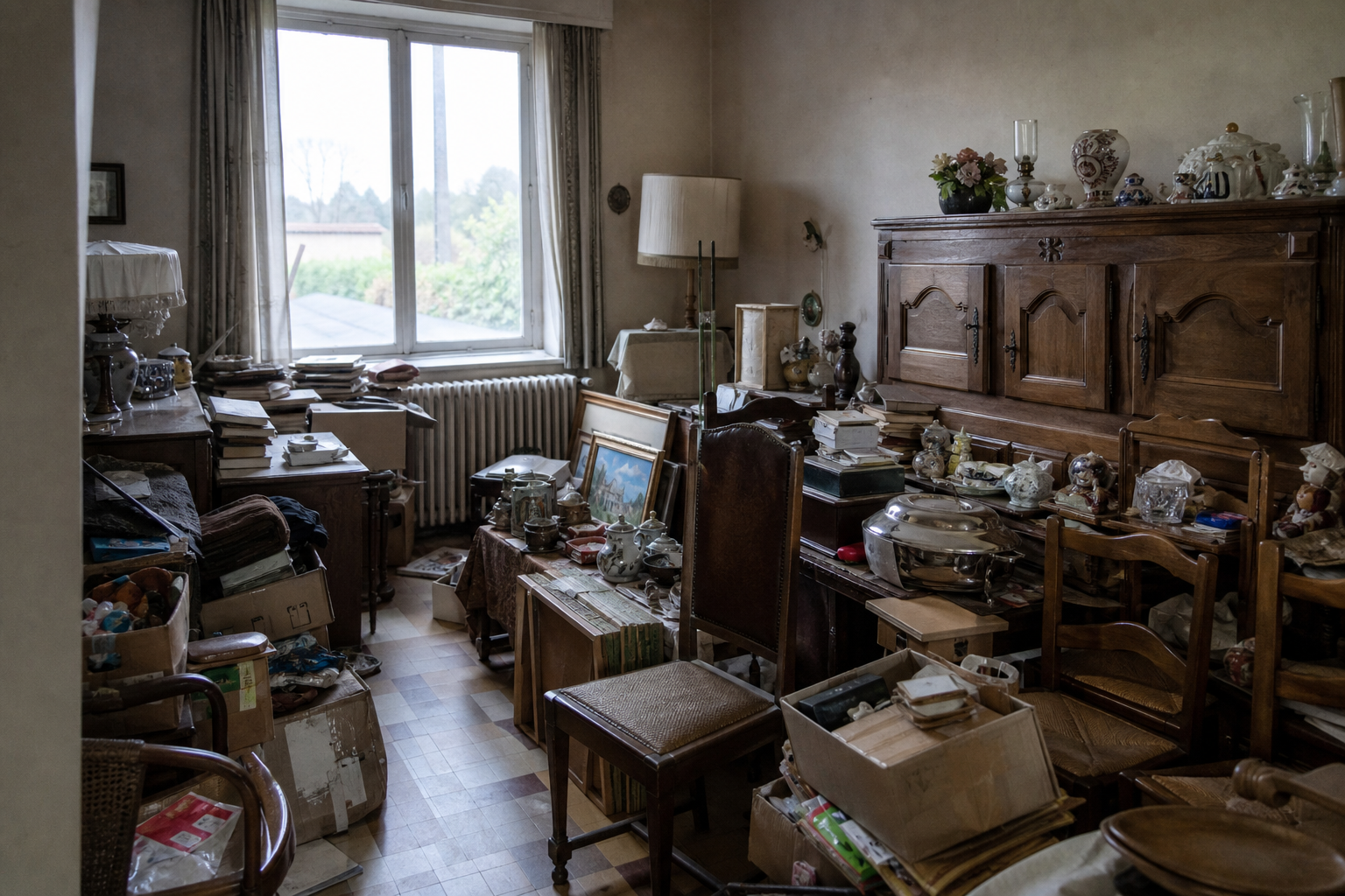 Vide maison quatre façades à Frasnes-lez-Anvaing : avant, en cours et après — avant débarras