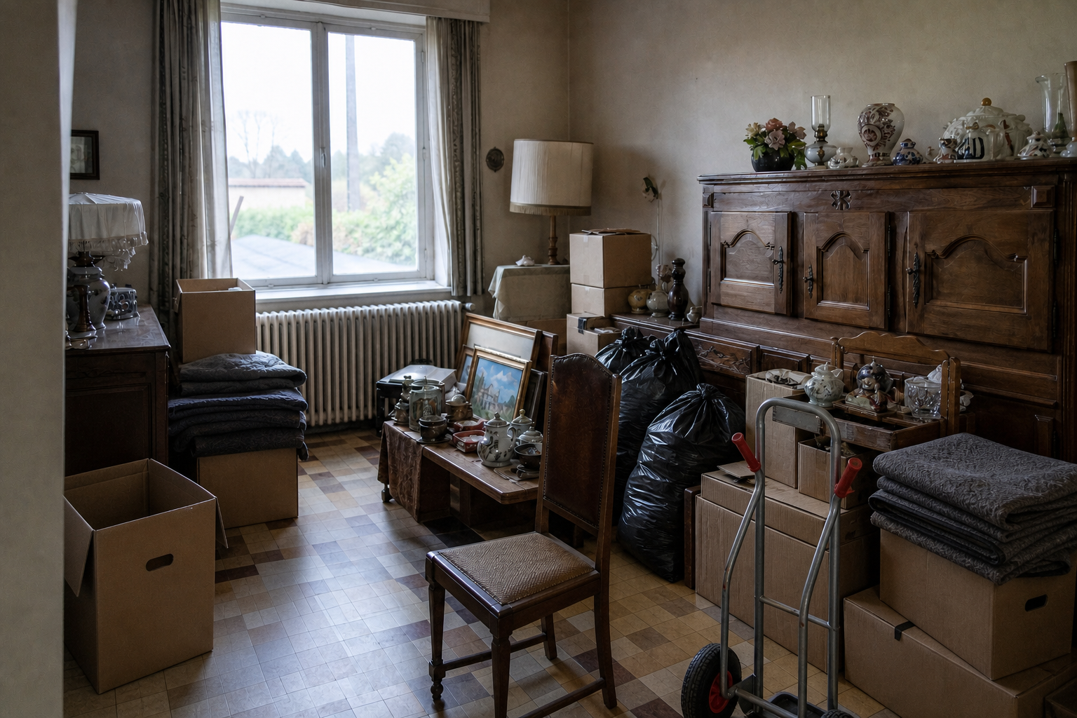 Vide maison quatre façades à Frasnes-lez-Anvaing : avant, en cours et après — intervention en cours