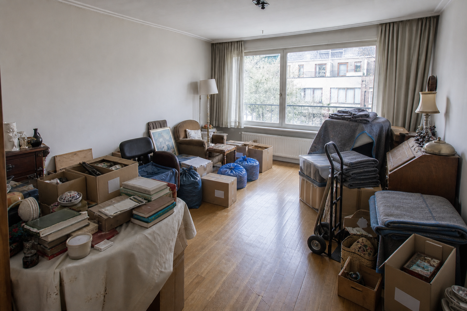 Vide appartement après succession à Ganshoren : avant, en cours et après — intervention en cours