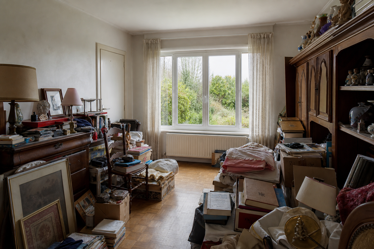 Vide villa quatre façades à Genappe : avant, en cours et après — avant débarras