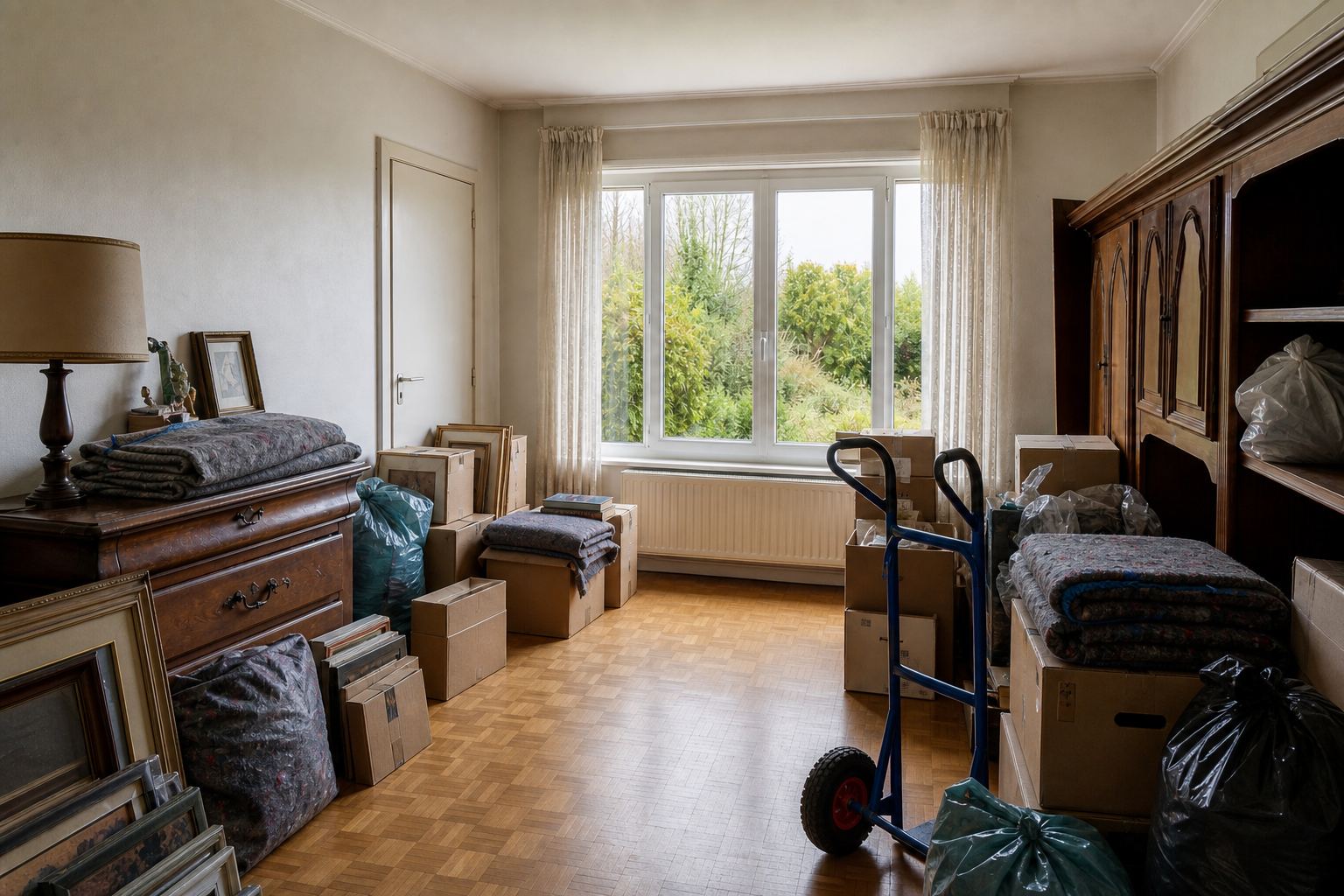 Vide villa quatre façades à Genappe : avant, en cours et après — intervention en cours