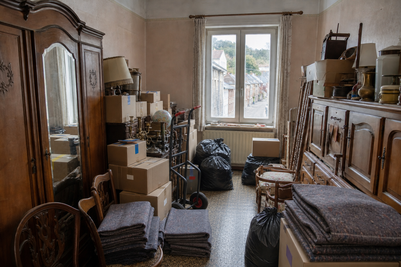 Vide maison en pente avec cave à Geraardsbergen : avant, en cours et après — intervention en cours