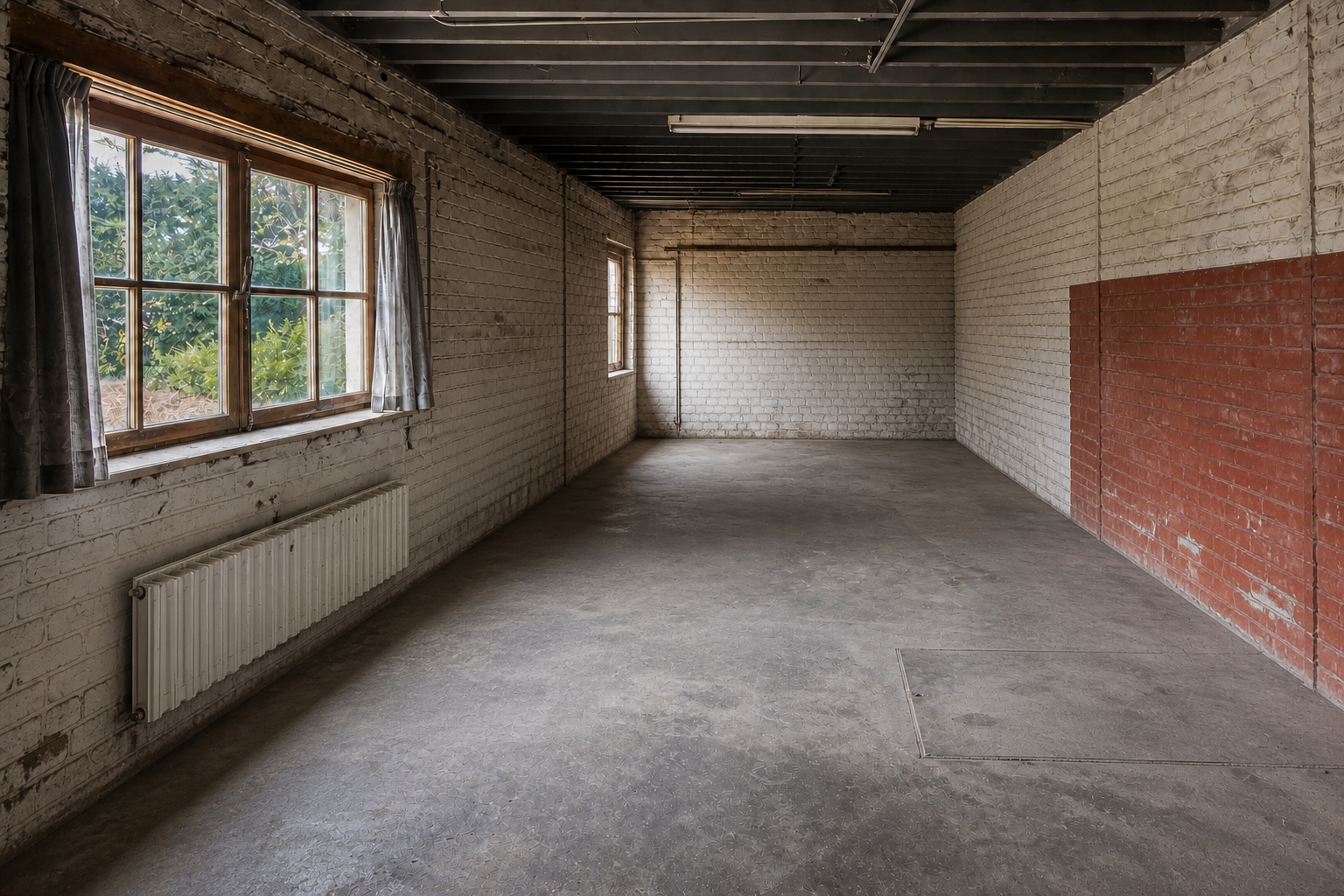 Vide garage-atelier à Gooik : avant, en cours et après — après débarras