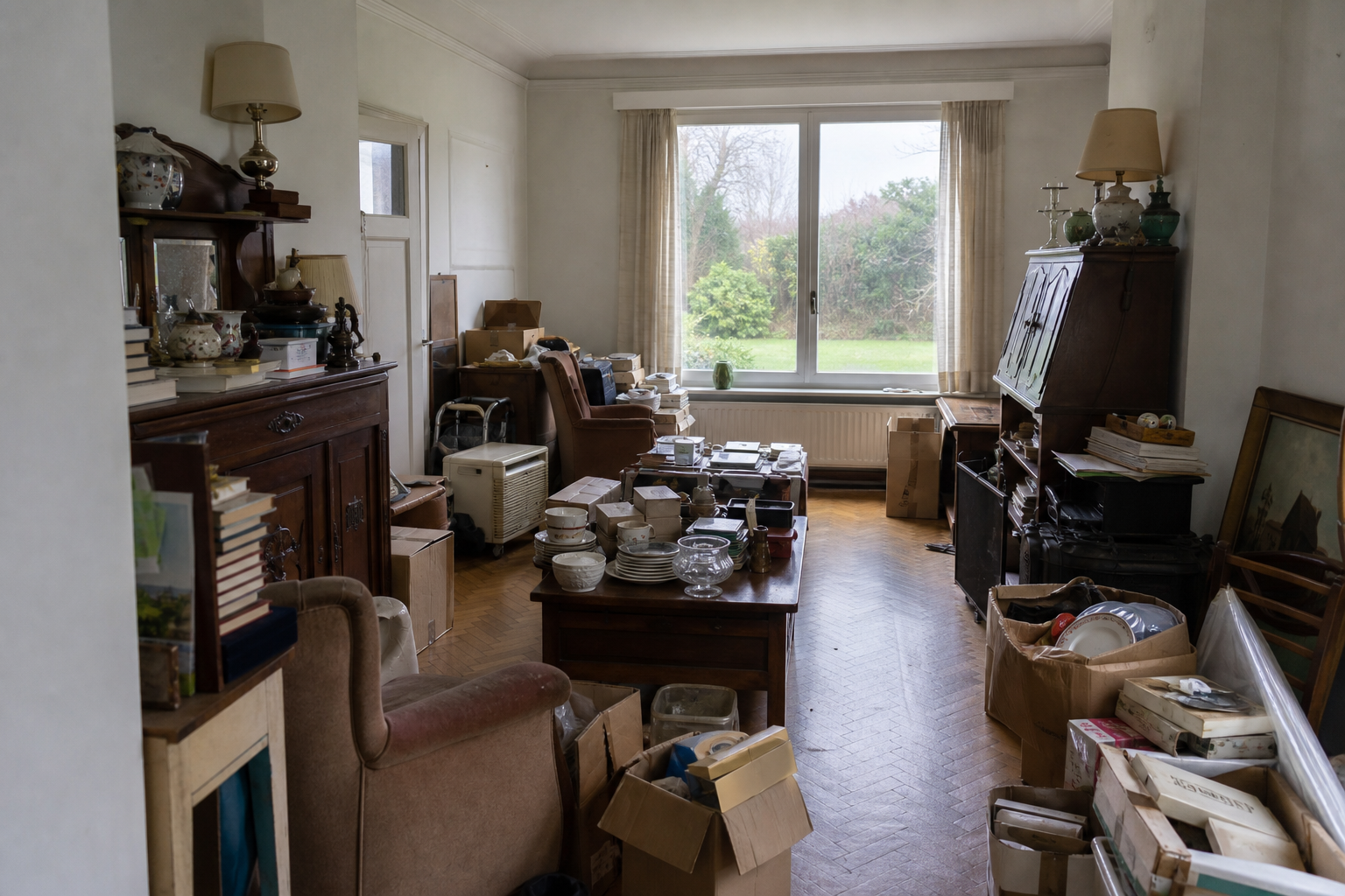 Vide villa quatre façades à Grez-Doiceau : avant, en cours et après — avant débarras