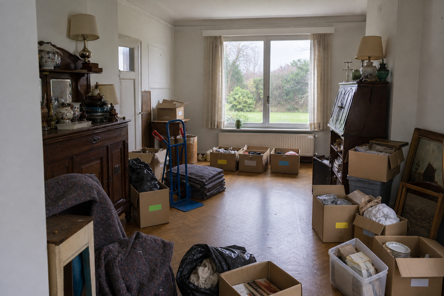 Vide villa quatre façades à Grez-Doiceau : avant, en cours et après — intervention en cours