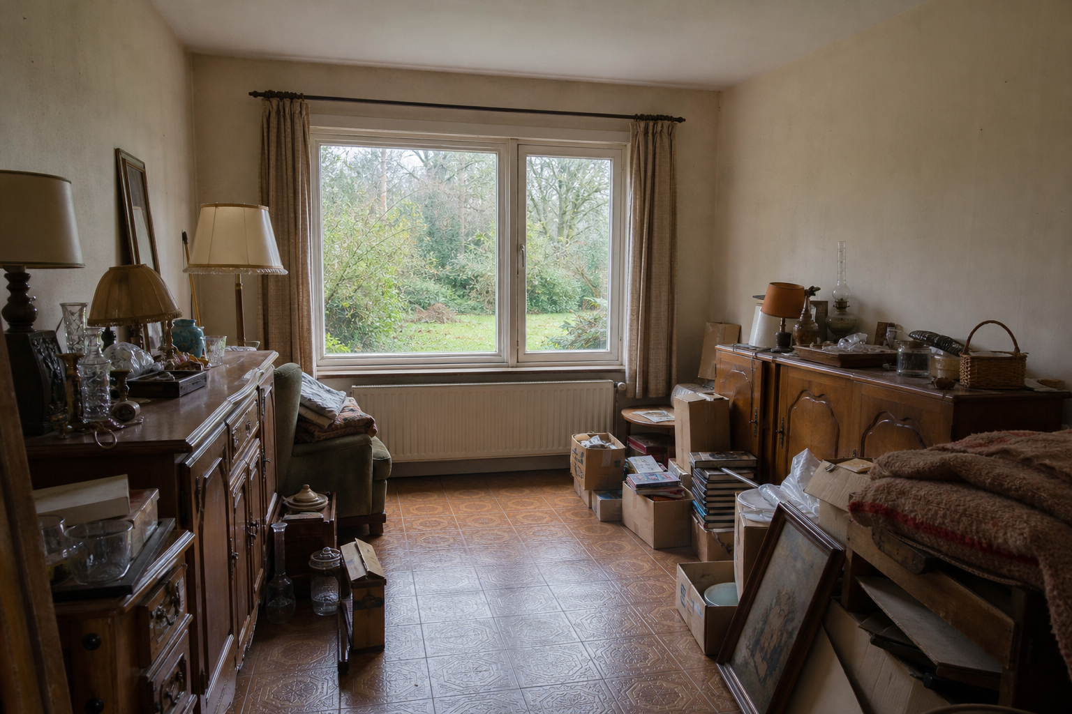 Vide bungalow à Grobbendonk : avant, en cours et après — avant débarras