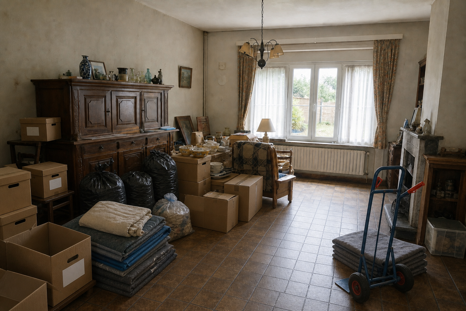 Vide maison familiale à Haacht : avant, en cours et après — intervention en cours