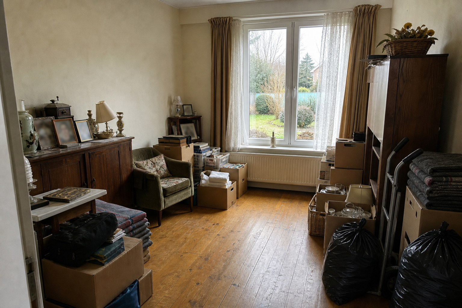 Débarras après départ en maison de repos à Halen : avant, en cours et après — intervention en cours