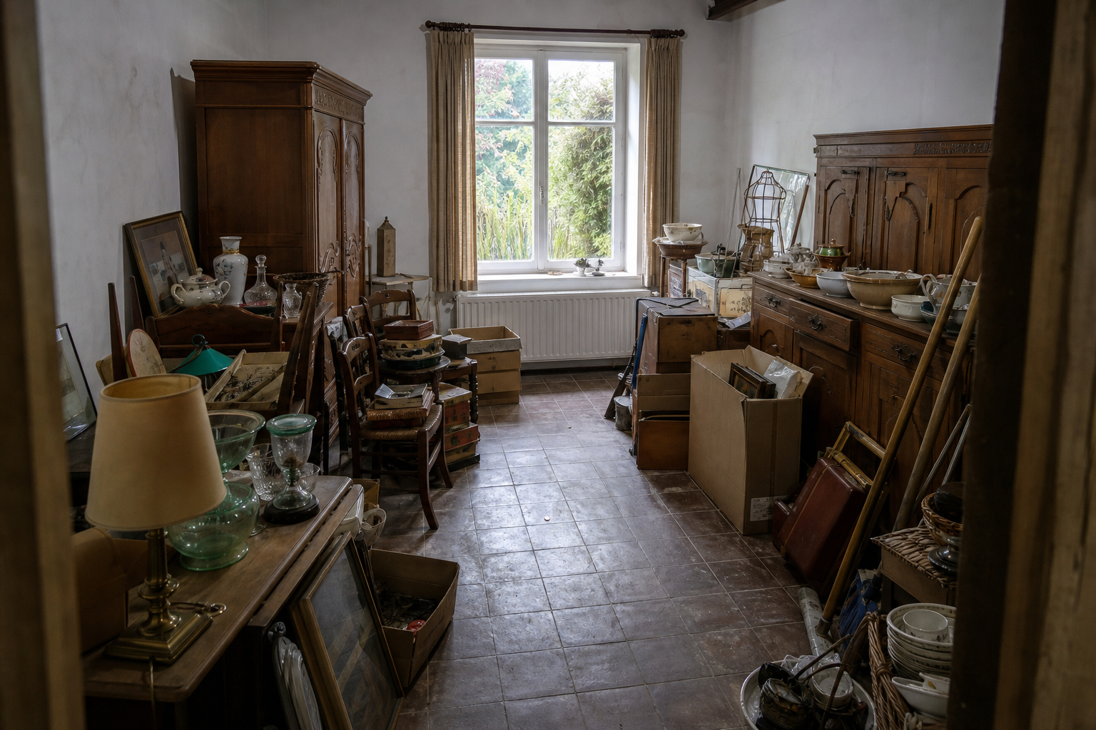 Vide maison villageoise avec grange à Hélécine : avant, en cours et après — avant débarras