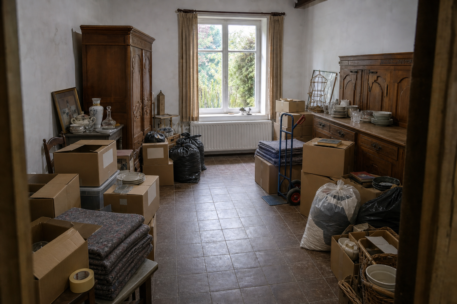Vide maison villageoise avec grange à Hélécine : avant, en cours et après — intervention en cours