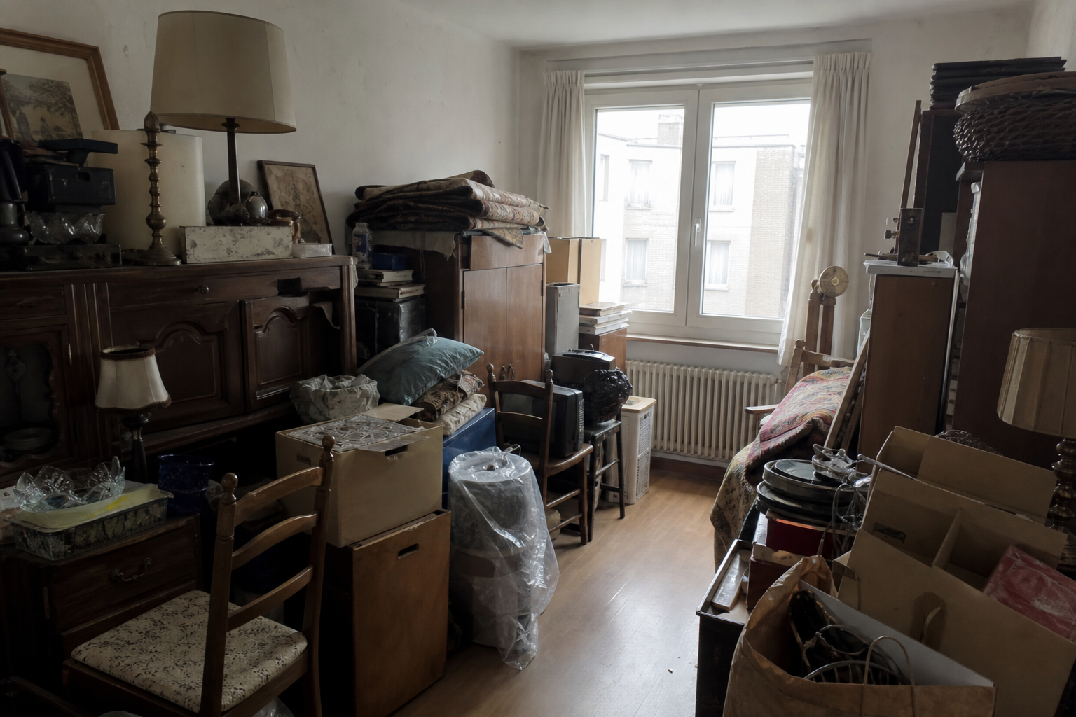 Vide appartement avec cave à Hemiksem : avant, en cours et après — avant débarras