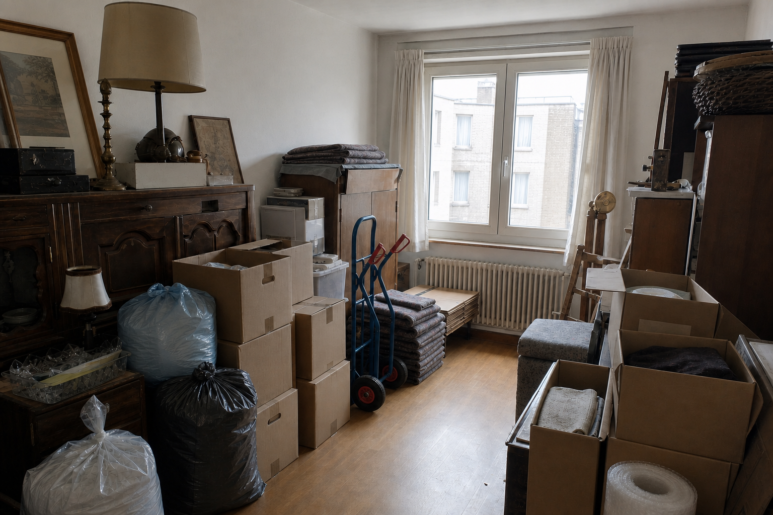 Vide appartement avec cave à Hemiksem : avant, en cours et après — intervention en cours