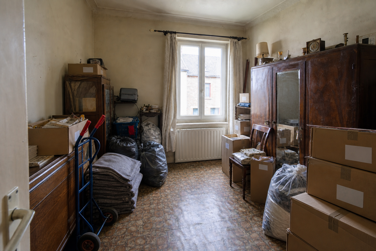 Vide maison ouvrière à Hensies : avant, en cours et après — intervention en cours
