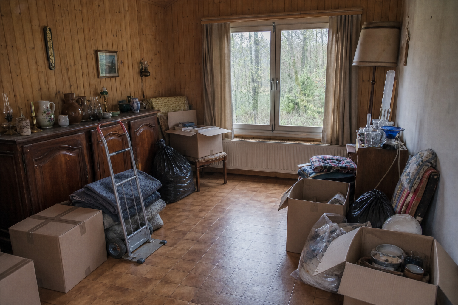 Vide chalet de vacances à Herbeumont : avant, en cours et après — intervention en cours