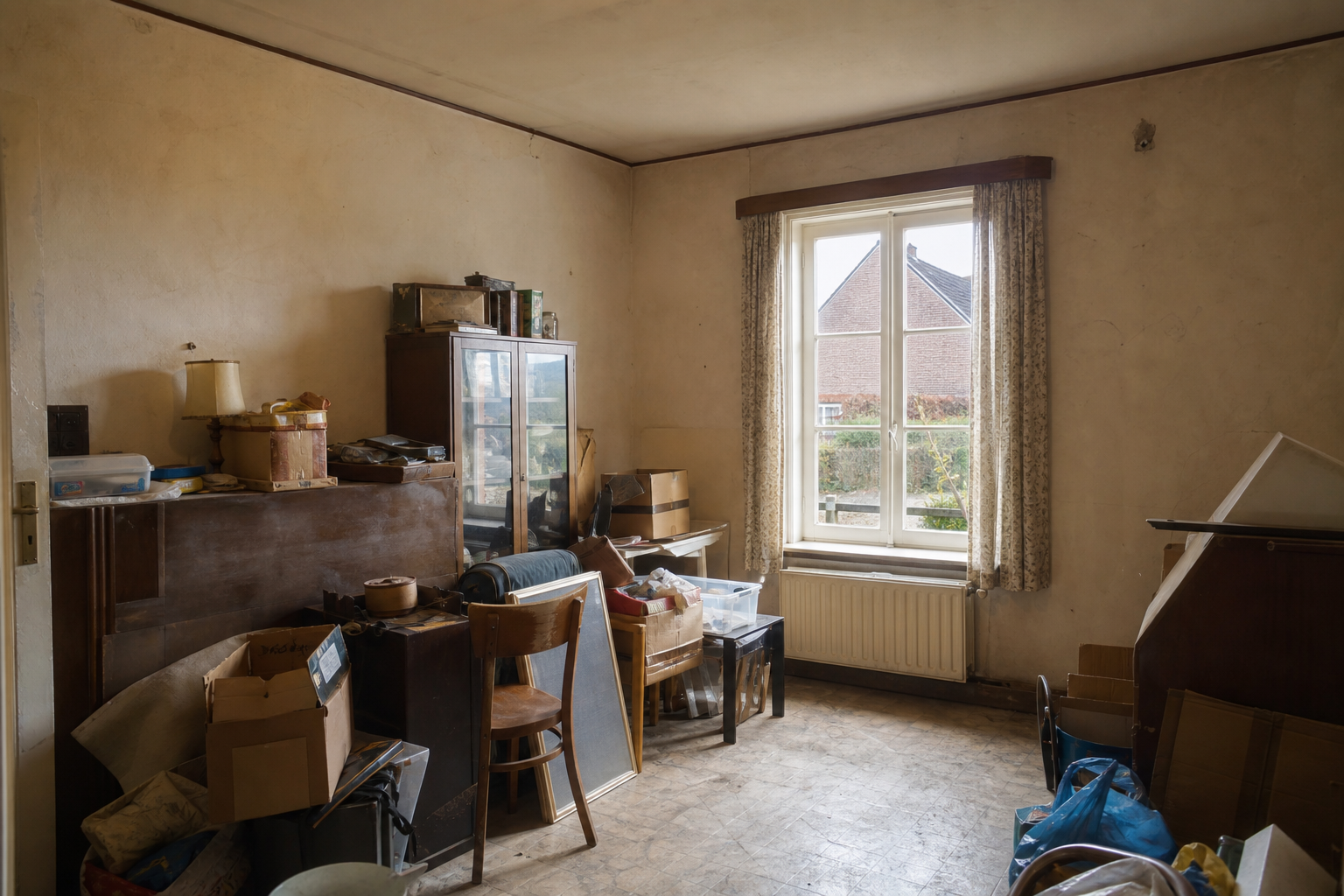 Vide maison ouvrière à Herenthout : avant, en cours et après — avant débarras