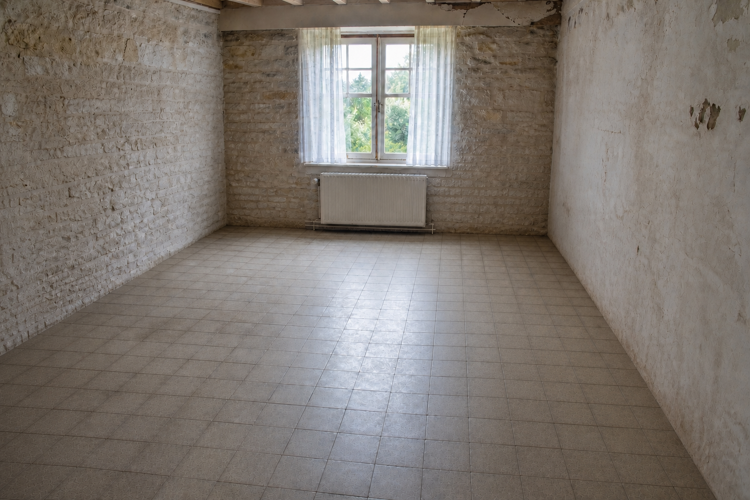 Vide maison mitoyenne à Herck-la-Ville : avant, en cours et après — après débarras