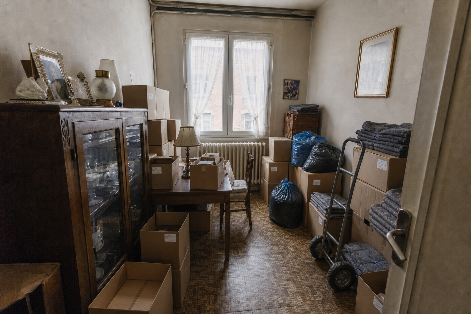 Vide maison ouvrière mitoyenne à Herstal : avant, en cours et après — intervention en cours
