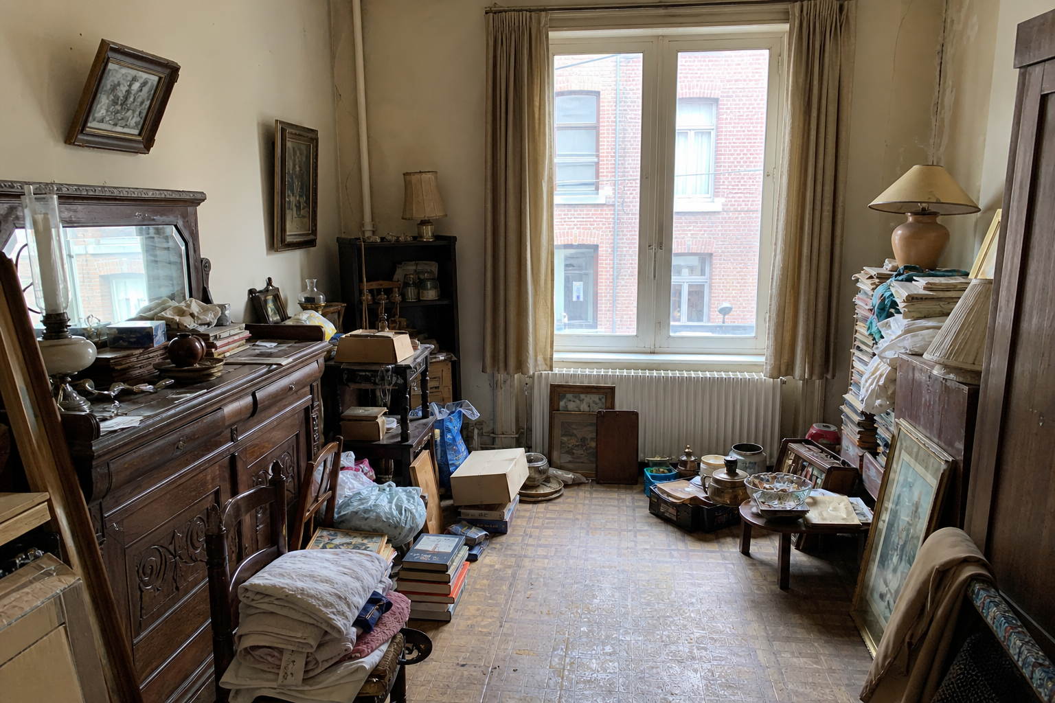 Vide maison mitoyenne à Herve : avant, en cours et après — avant débarras