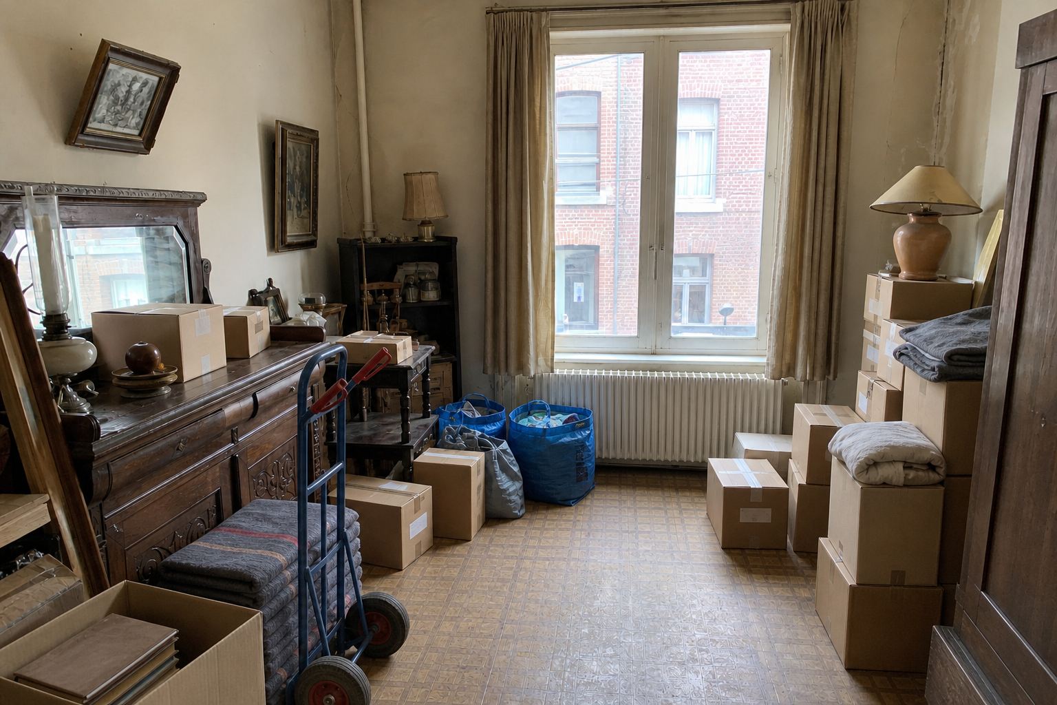 Vide maison mitoyenne à Herve : avant, en cours et après — intervention en cours