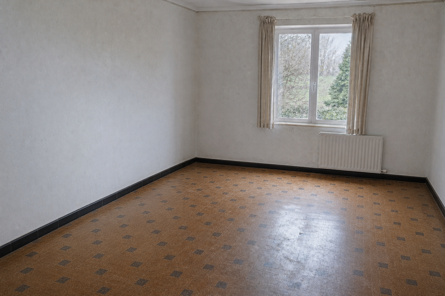 Vide maison de village à Herzele : avant, en cours et après — après débarras