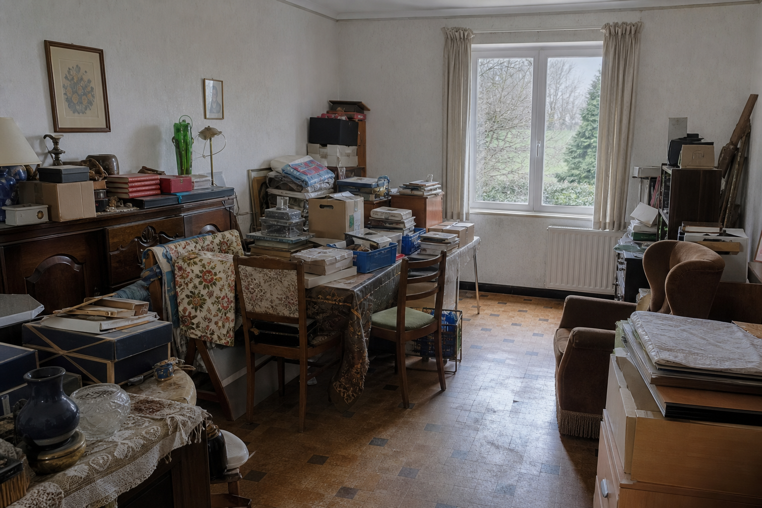 Vide maison de village à Herzele : avant, en cours et après — avant débarras