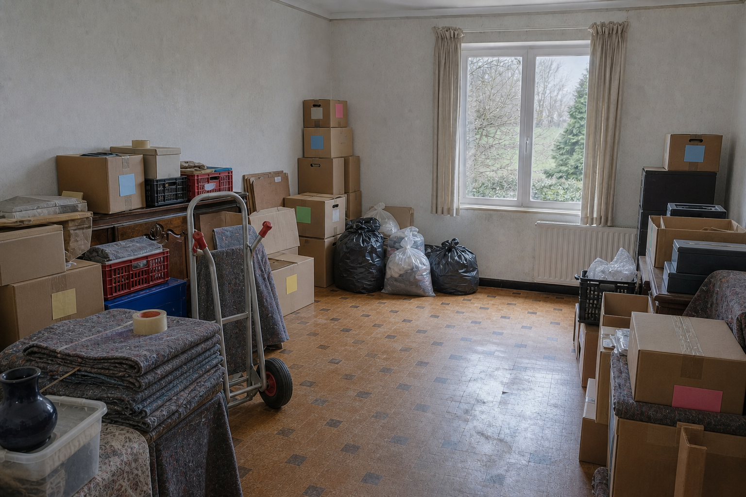 Vide maison de village à Herzele : avant, en cours et après — intervention en cours