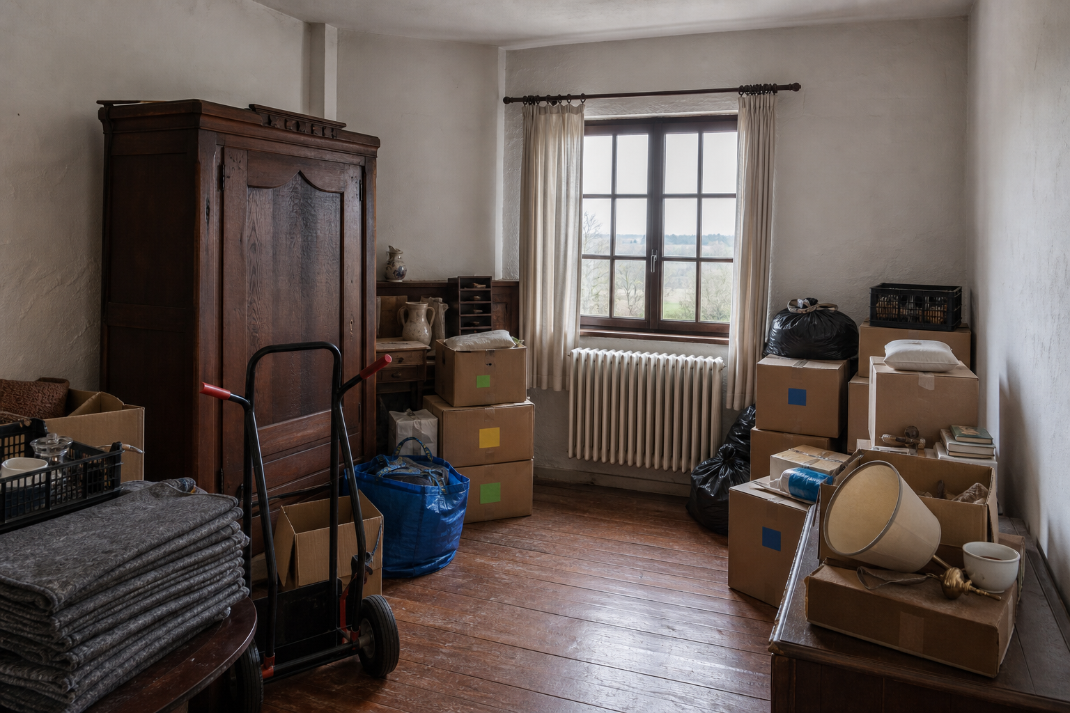 Vide fermette avec dépendances à Heuvelland : avant, en cours et après — intervention en cours